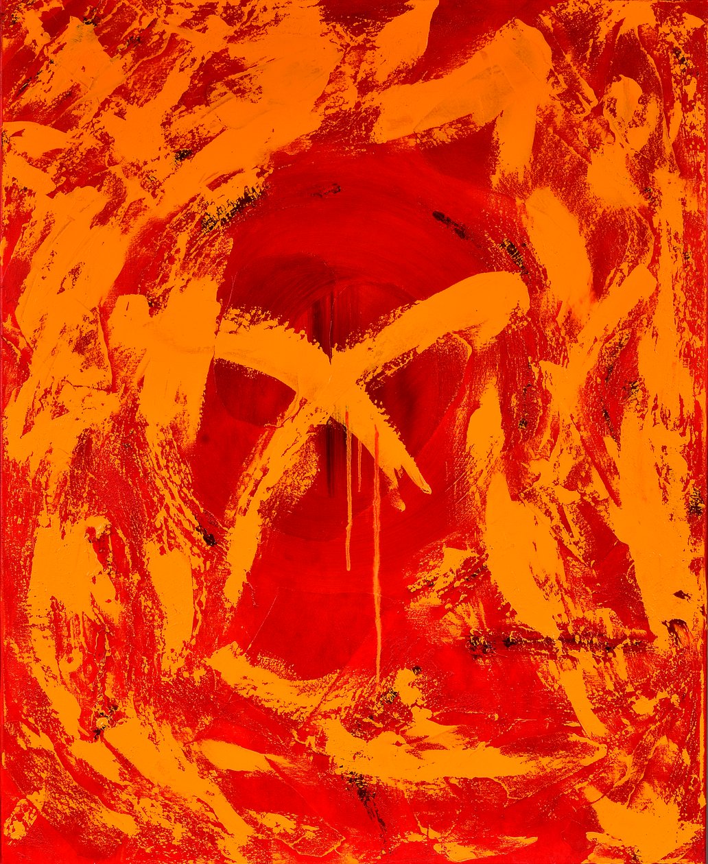 Rojo 1, 2014 (técnica mixta con óleo sobre lienzo) de Agnes Girardon