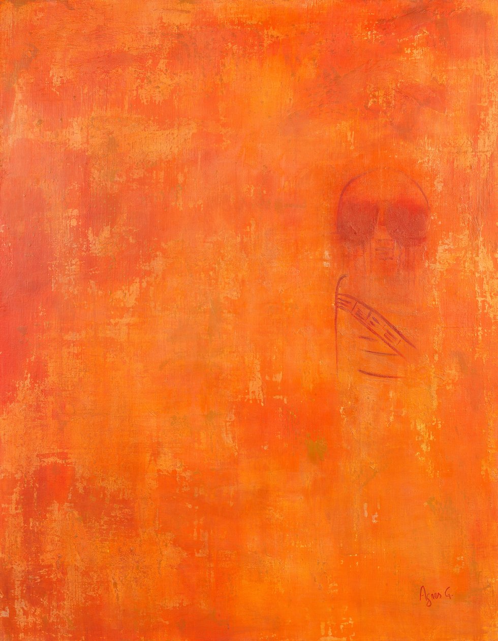 Totem, 2018 (técnicas mixtas con arena y óleo sobre lienzo) de Agnes Girardon