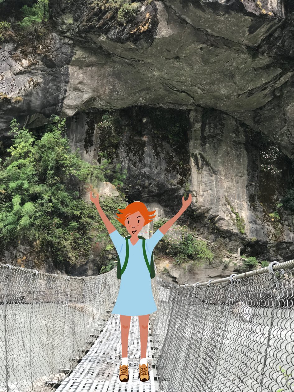 Walking on a Bridge , 2023 (arte digital sobre fotografía) de Agnes Girardon