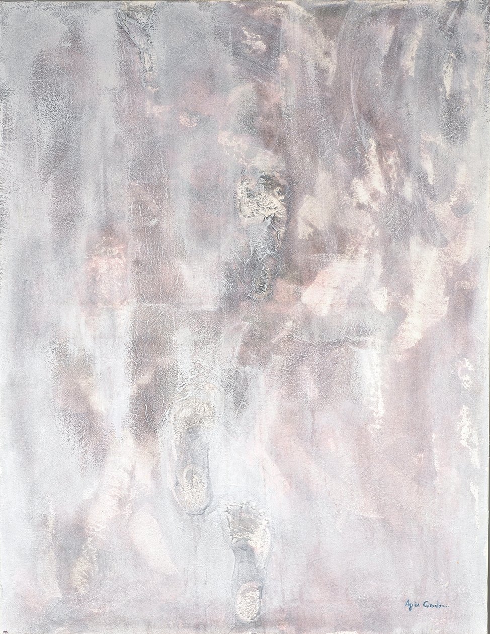 Where Do We Go, 2014 (técnicas mixtas, arena y acrílico) de Agnes Girardon