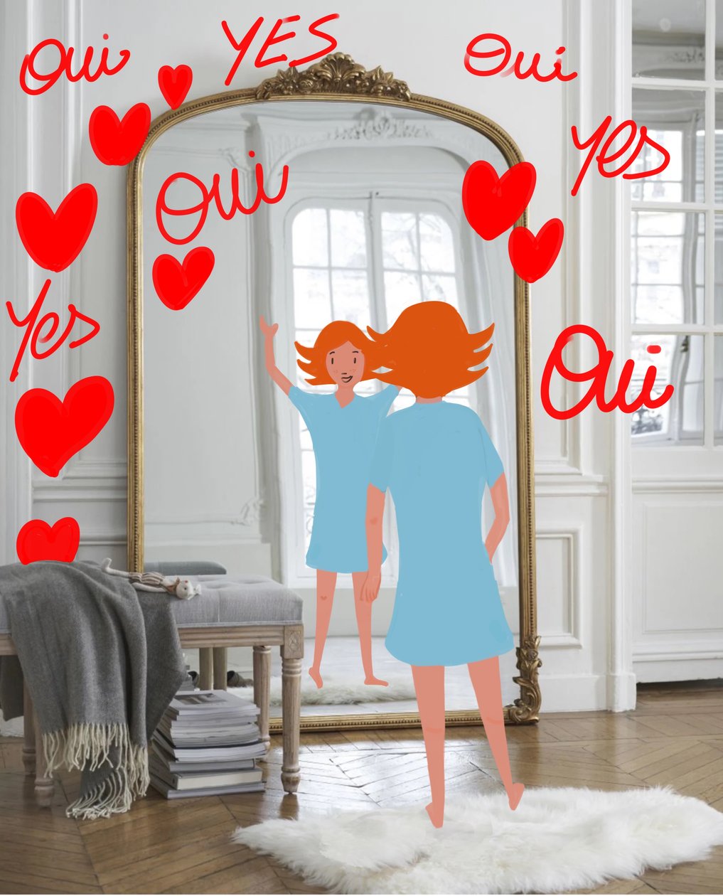 YES OUI, 2023 (arte digital sobre fotografía) de Agnes Girardon