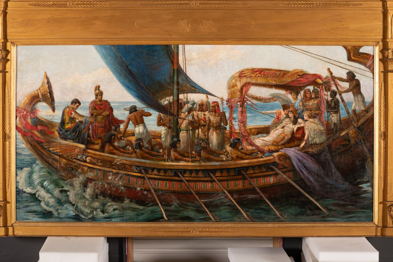 La huida de Antonio y Cleopatra de la batalla de Actium, c.1897 (óleo sobre lienzo) de Agnes Pringle