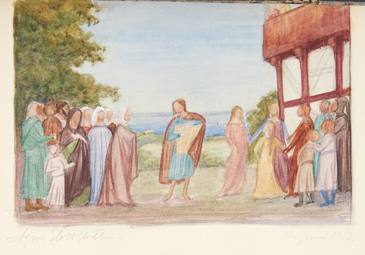 Boceto para composición de figuras de Agnes Slott Møller