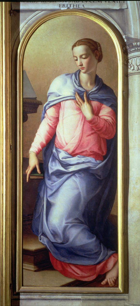 La Virgen, panel derecho de una Anunciación, 1555 de Agnolo Bronzino