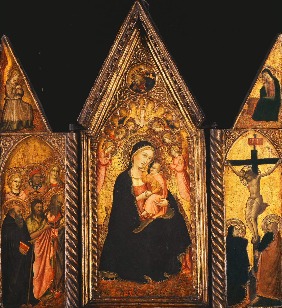 Un tríptico portátil con la Madonna y el Niño entronizados con ángeles de Agnolo Gaddi