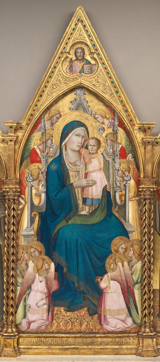 Madonna y Niño en el Trono con Doce Ángeles, y con Cristo Bendiciendo (panel central) de Agnolo Gaddi