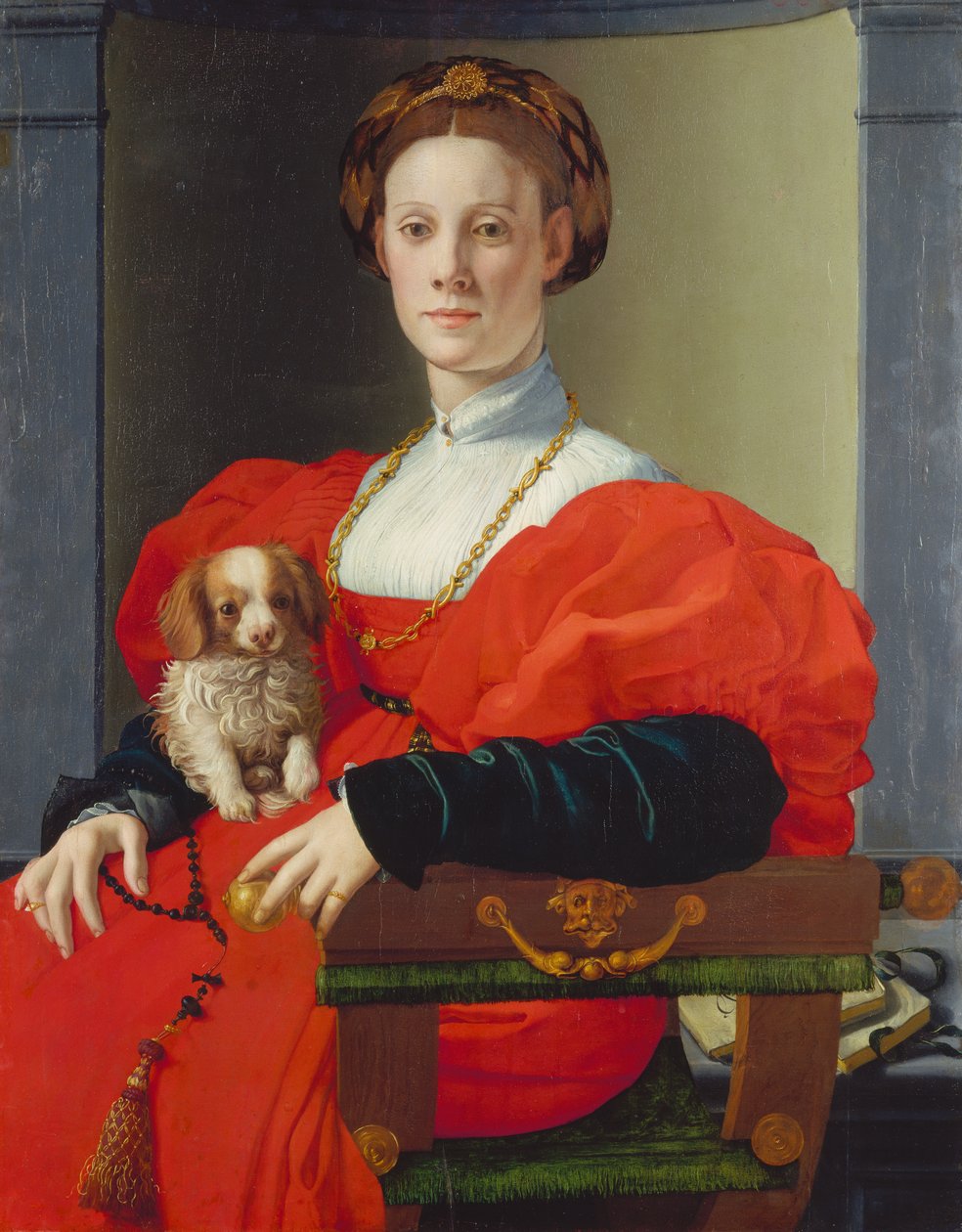 Retrato de una dama vestida de rojo , c.1533 (técnica mixta sobre álamo) de Agnolo di Cosimo Bronzino
