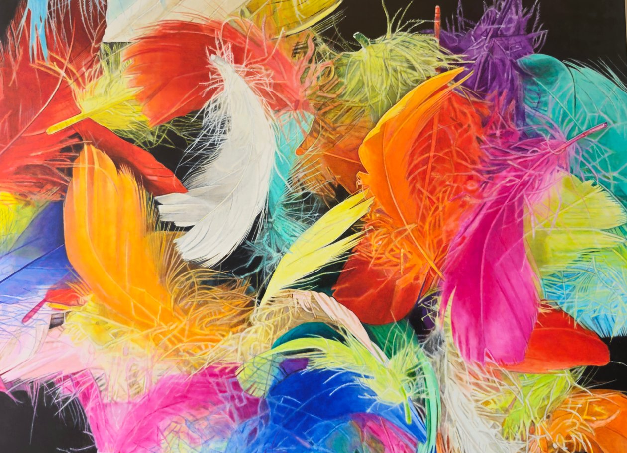 Abstracción de plumas III, 2023 (óleo sobre lienzo) de Agnès Lefèvre