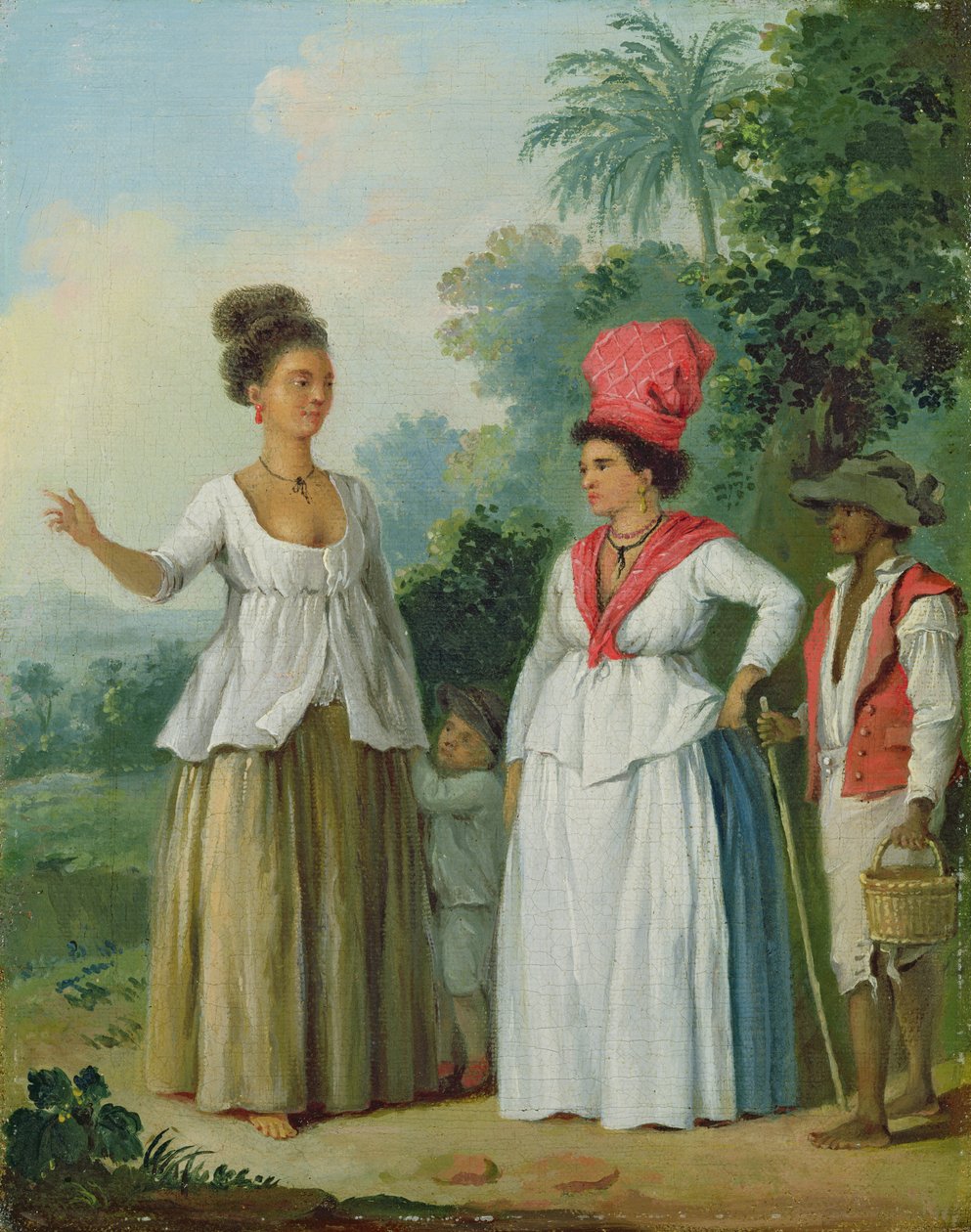 Mujeres de color de las Indias Occidentales, con un niño y un sirviente negro, c.1780 de Agostino Brunias