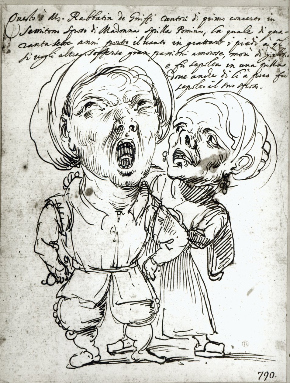 Caricatura de Rabbatin de Griffi y su esposa Spilla Pomina de Agostino Carracci