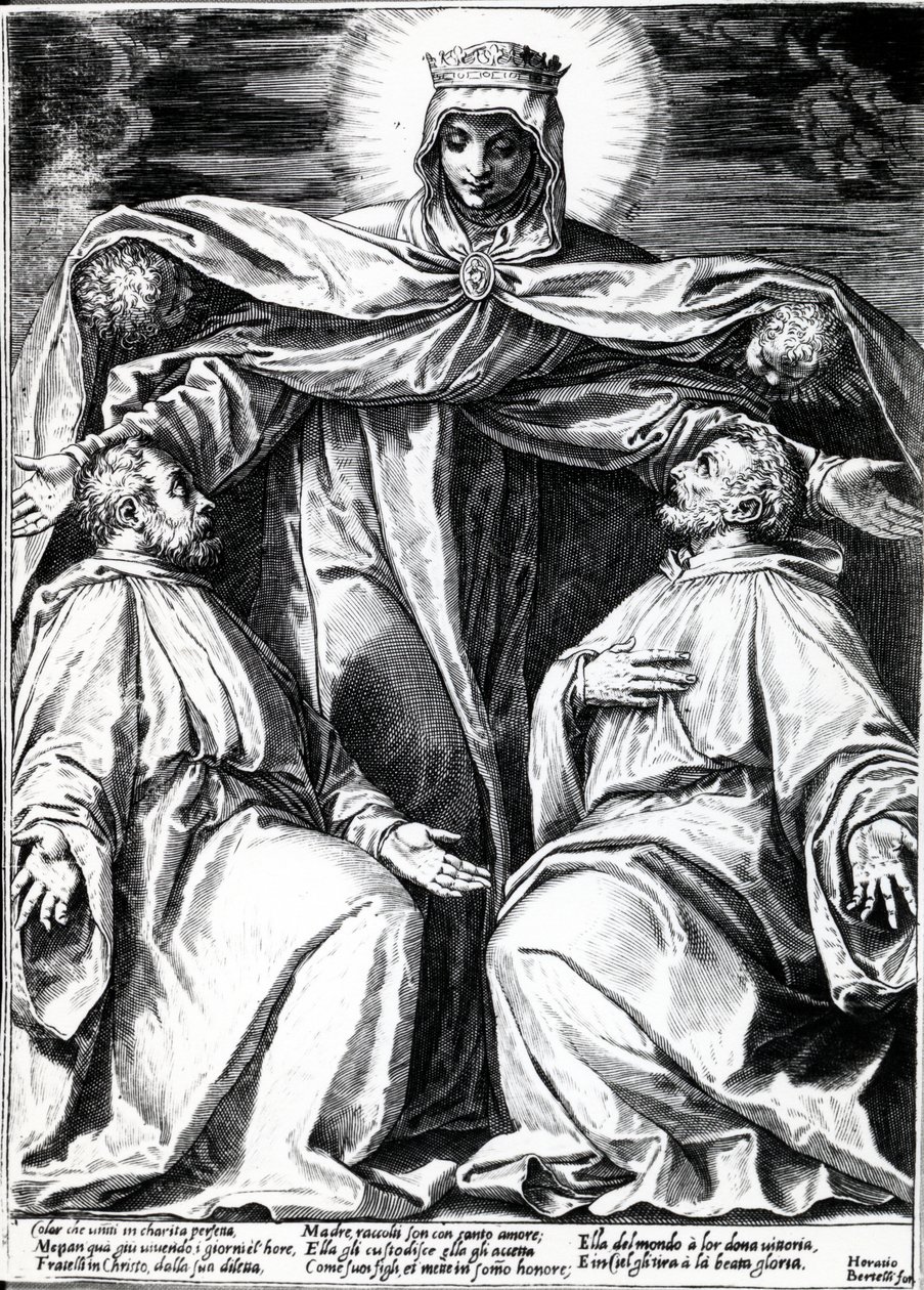 La Madonna protegiendo a dos miembros de una cofradía de Agostino Carracci
