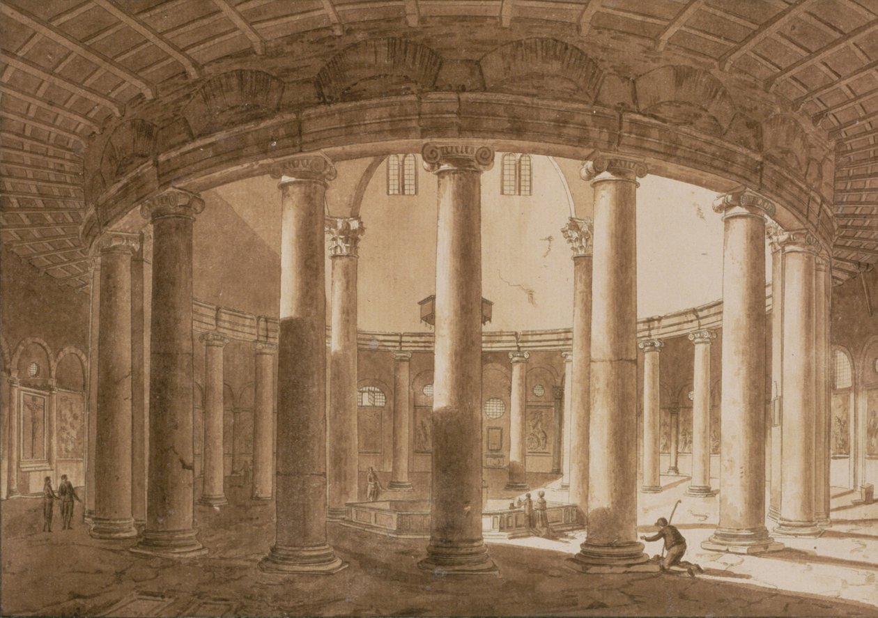 Interior del Templo de Claudio en Roma, c.1800 de Agostino Tofanelli