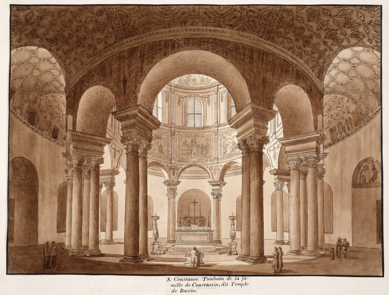 Santa Costanza. La tumba familiar de Constantino, llamada el Templo de Baco, 1833 de Agostino Tofanelli