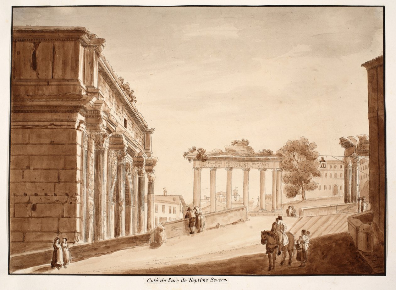 Vista Lateral del Arco de Septimio Severo, 1833 de Agostino Tofanelli