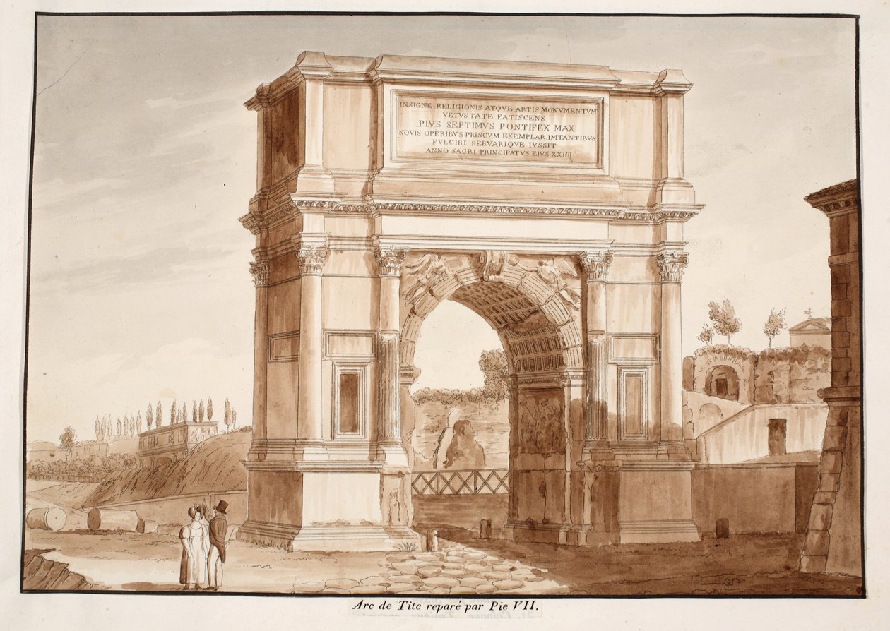 El Arco de Tito, restaurado por Pío VII, 1833 de Agostino Tofanelli