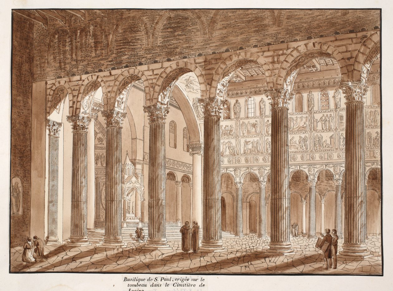 La Basílica de San Pablo, construida sobre la tumba en el Cementerio de Lucina, 1833 de Agostino Tofanelli