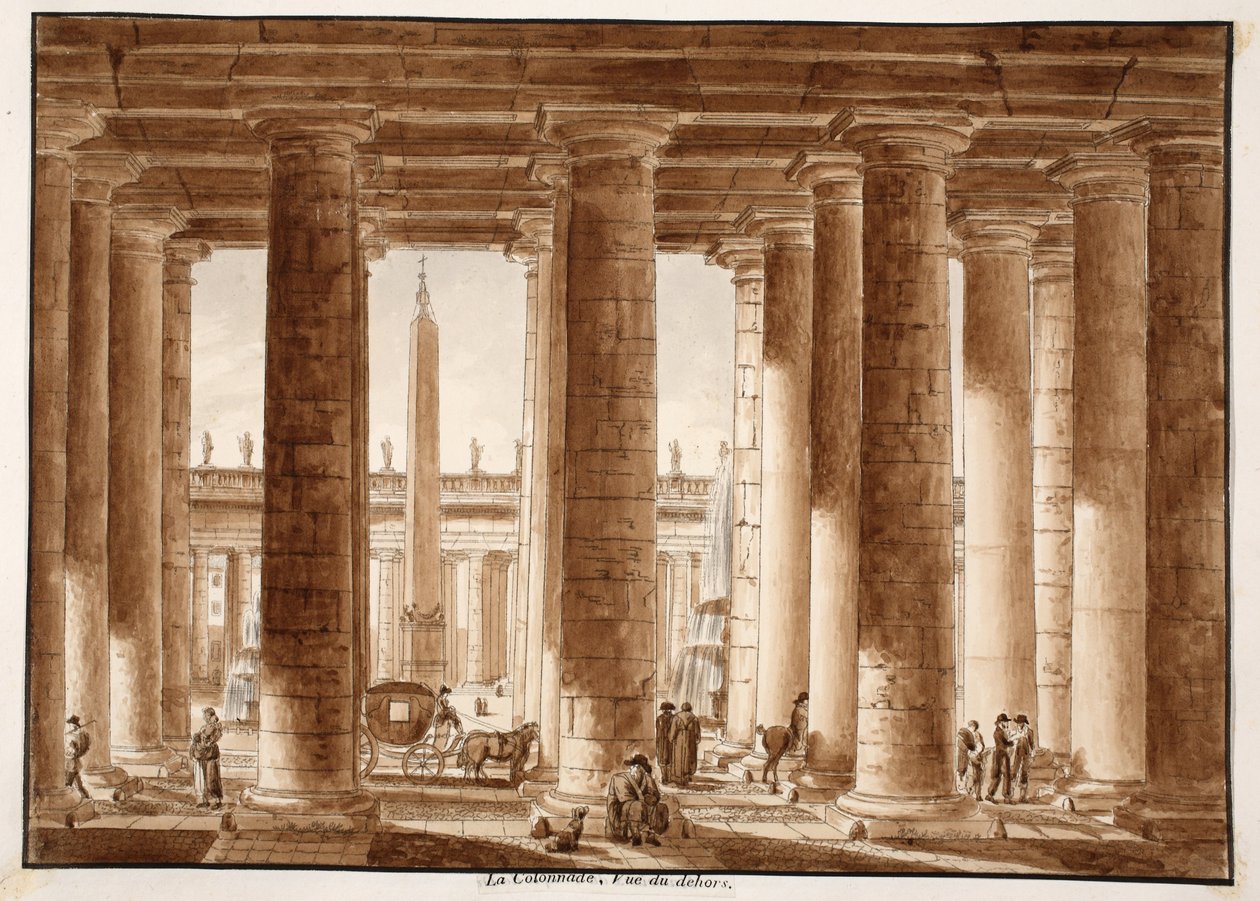 La Columnata de la Plaza de San Pedro, vista desde afuera, 1833 de Agostino Tofanelli