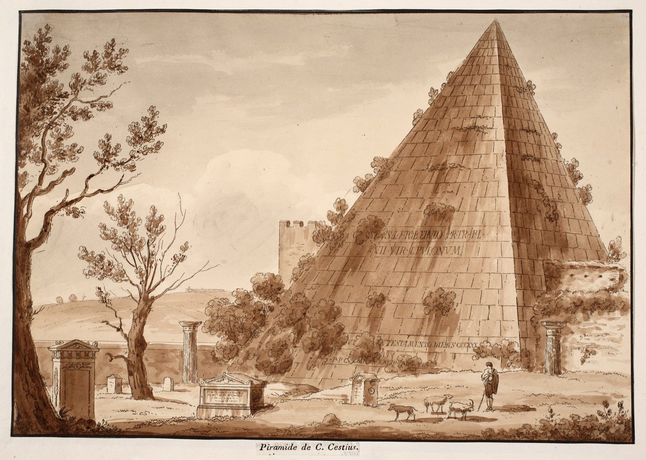 La pirámide de C. Cestius, 1833 de Agostino Tofanelli