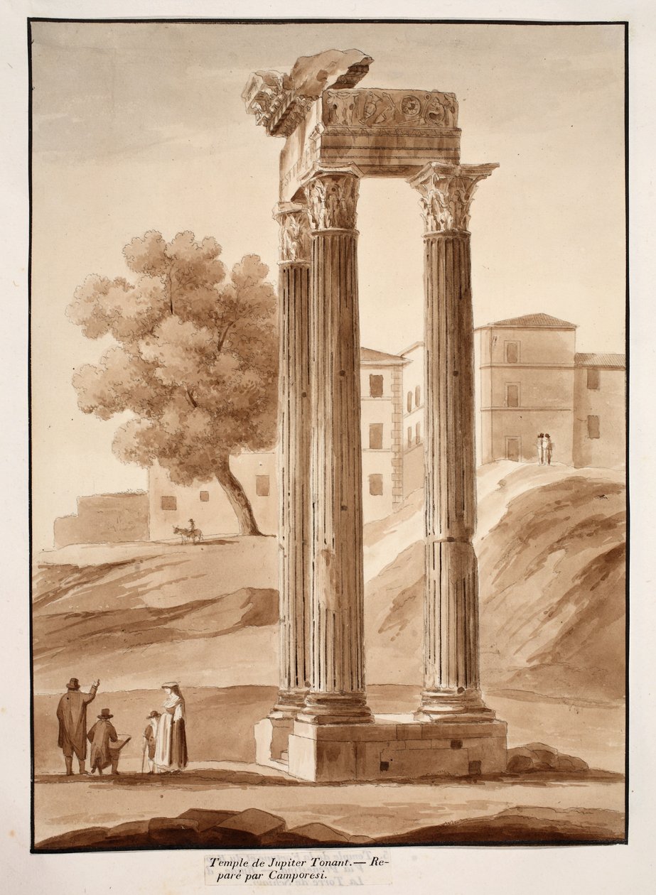 El Templo de Júpiter Tonans - Restaurado por Camporesi, 1833 de Agostino Tofanelli