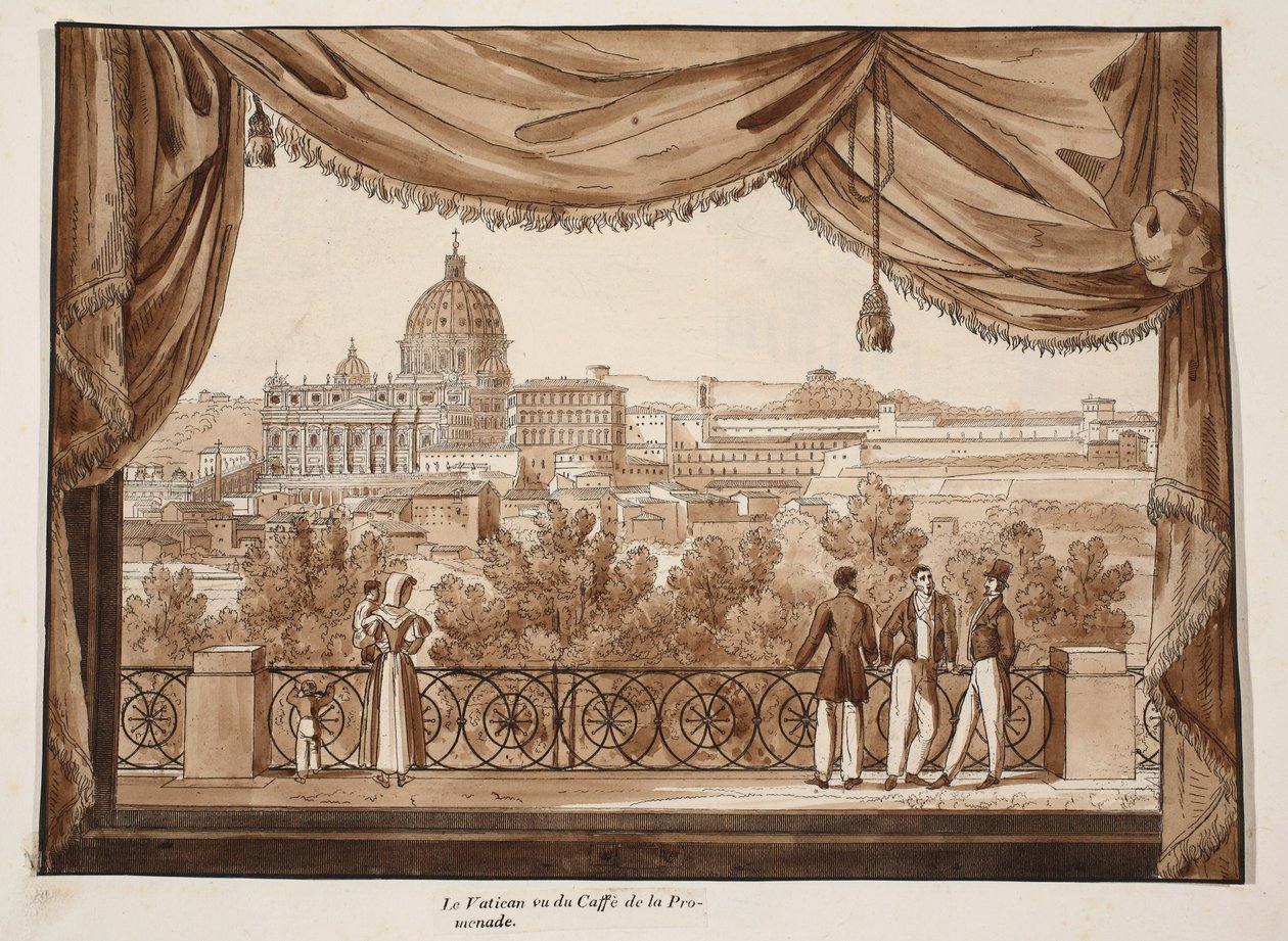 El Vaticano visto desde el Caffe de la Promenade, 1833 de Agostino Tofanelli