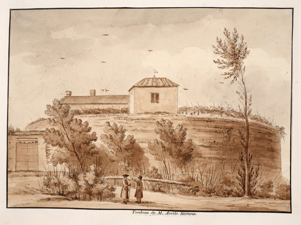 Tumba de Marco Aurelio Sintoma, 1833 (aguafuerte con lavado marrón) de Agostino Tofanelli