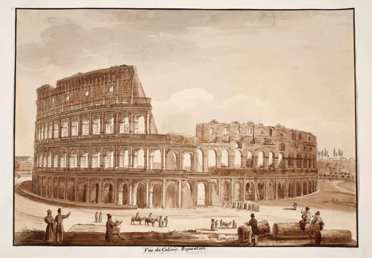 Vista del Coliseo durante la restauración, 1833 de Agostino Tofanelli