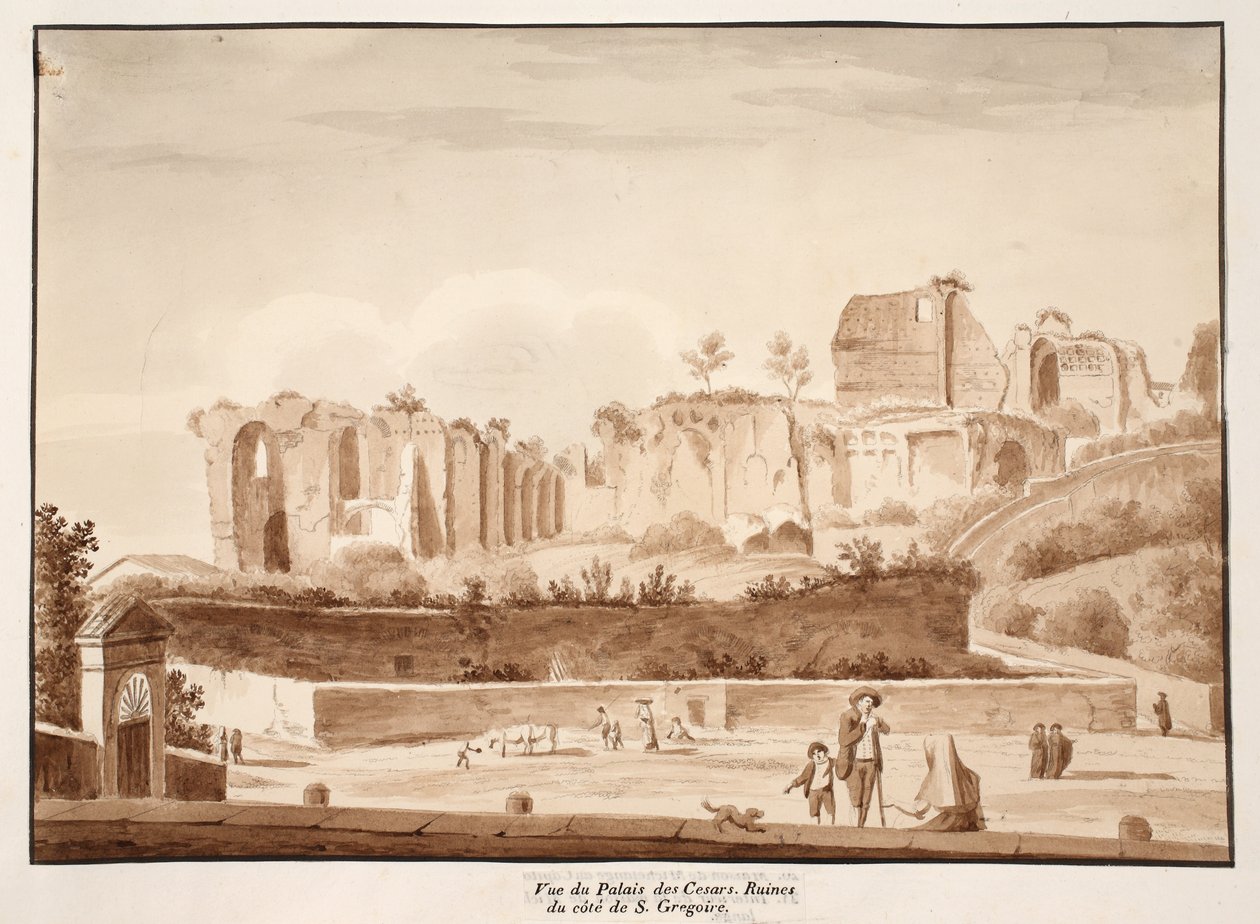 Vista del Palacio de los Césares desde la Via di San Gregorio, 1833 de Agostino Tofanelli