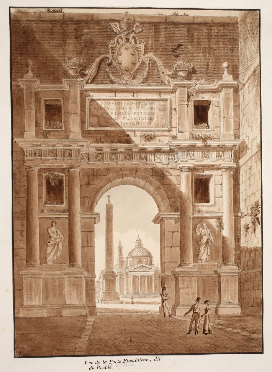 Vista de la Porta Flaminia, o Porta del Popolo, 1833 de Agostino Tofanelli