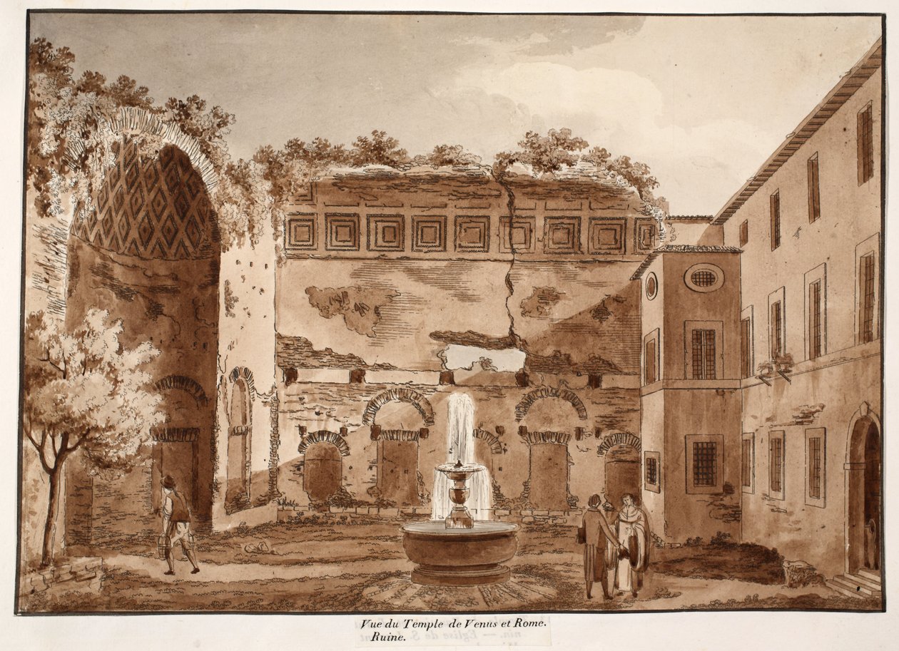 Vista del Templo de Venus y Roma, ruinas, 1833 de Agostino Tofanelli