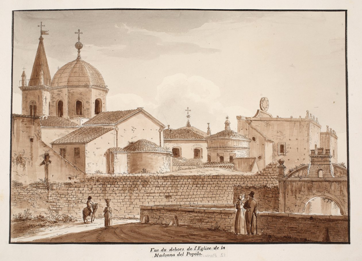 Vista del exterior de la iglesia de Santa Maria del Popolo, 1833 de Agostino Tofanelli