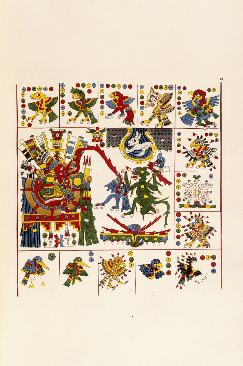 Una Página del libro "Antigüedades de México: Comprendiendo Facsímiles de Pinturas y Jeroglíficos Antiguos Mexicanos", c. 1830-1848 de Agostino Aglio