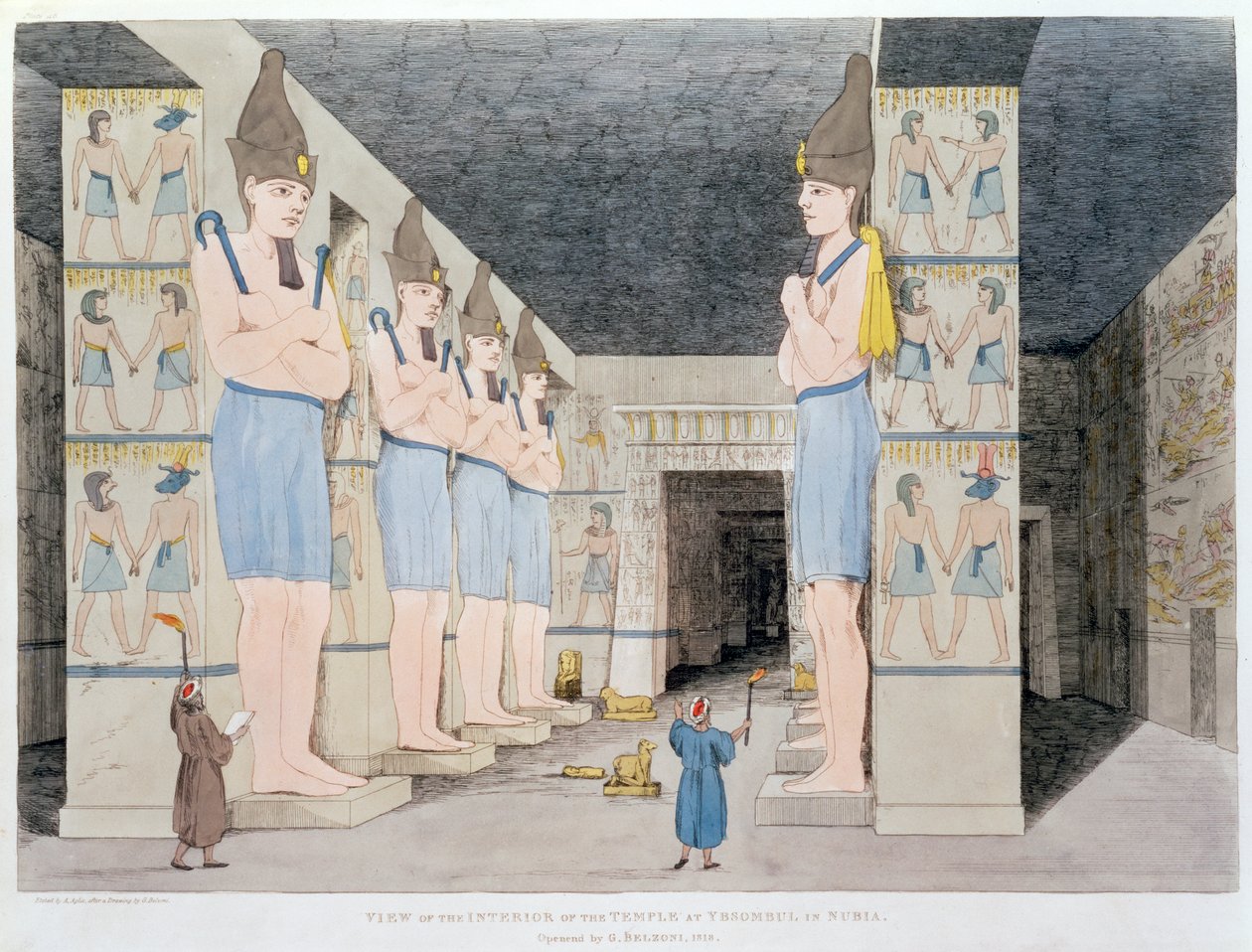 El interior del templo en Ybsombul en Nubia de Agostino Aglio