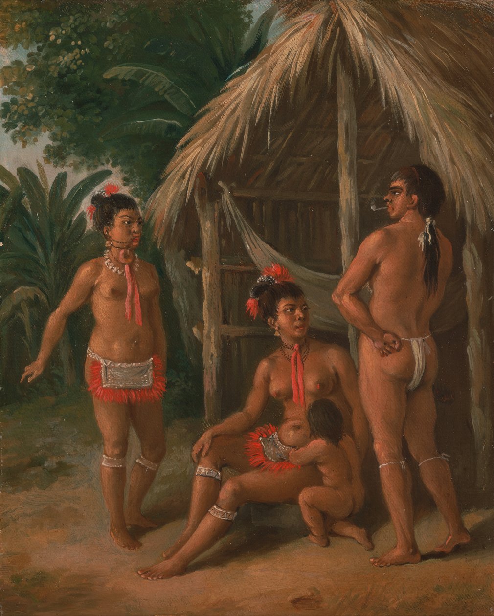 Familia caribeña de las Islas de Sotavento fuera de una choza, ca. 1780 de Agostino Brunias