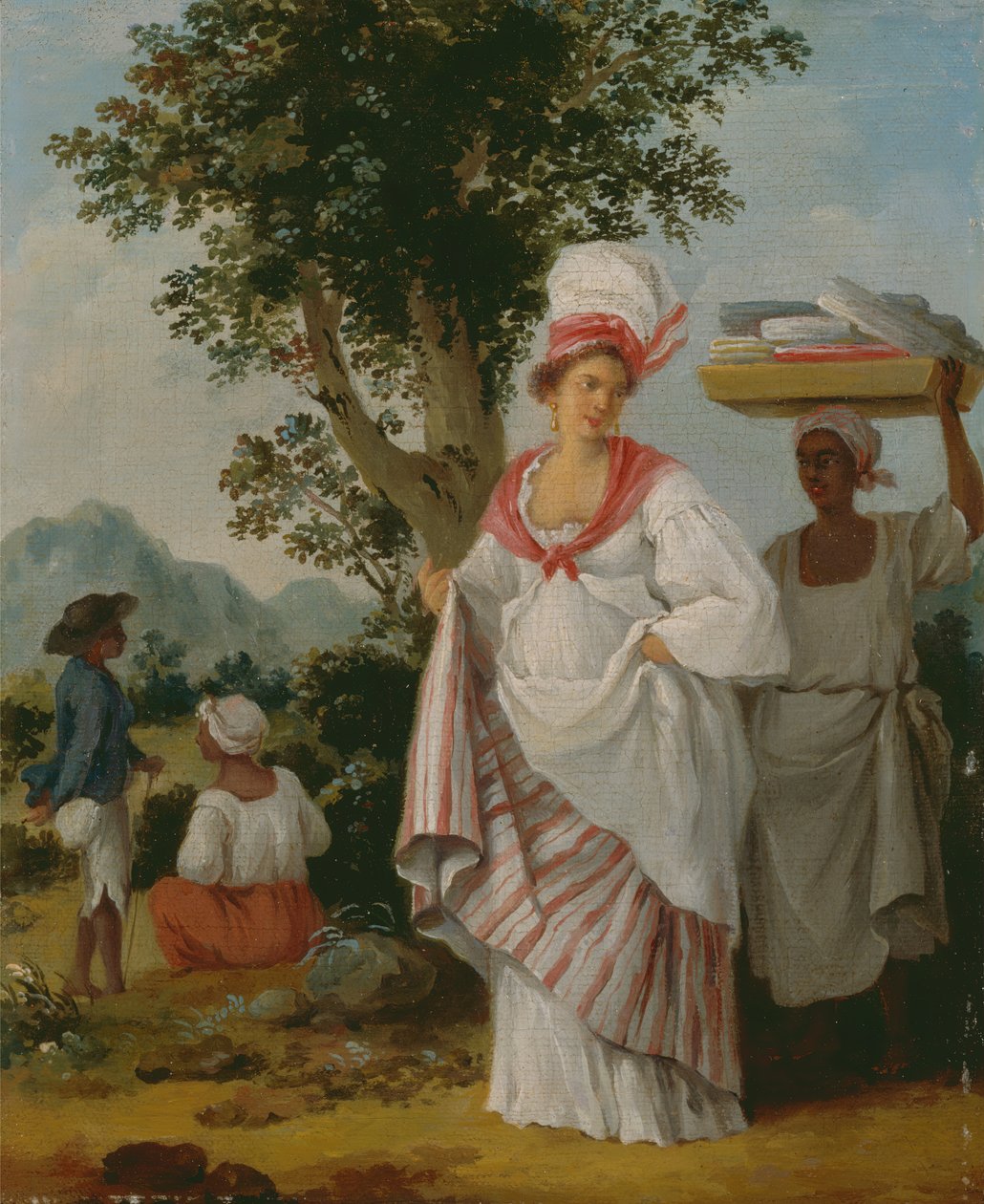 Una mujer criolla de las Indias Occidentales atendida por su sirviente negro, ca. 1780 de Agostino Brunias