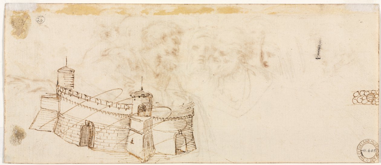 Fortaleza almenada (verso) de Agostino Carracci