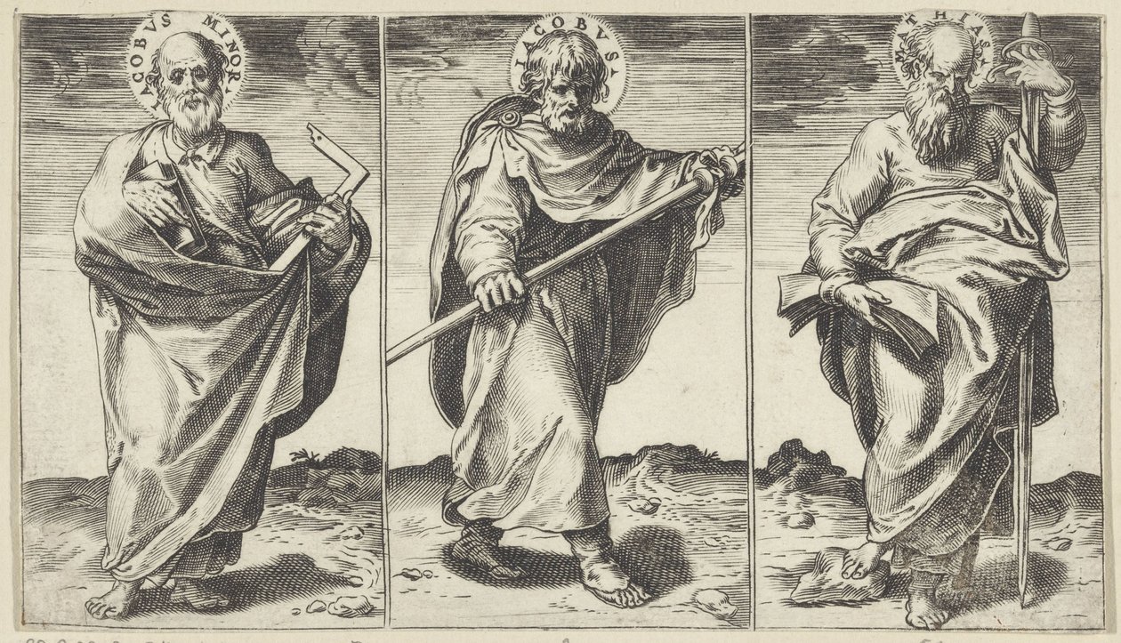 Santiago el Menor, Santiago el Mayor y Matías Cristo, María, Juan el Bautista y los Apóstoles (título de la serie) de Agostino Carracci