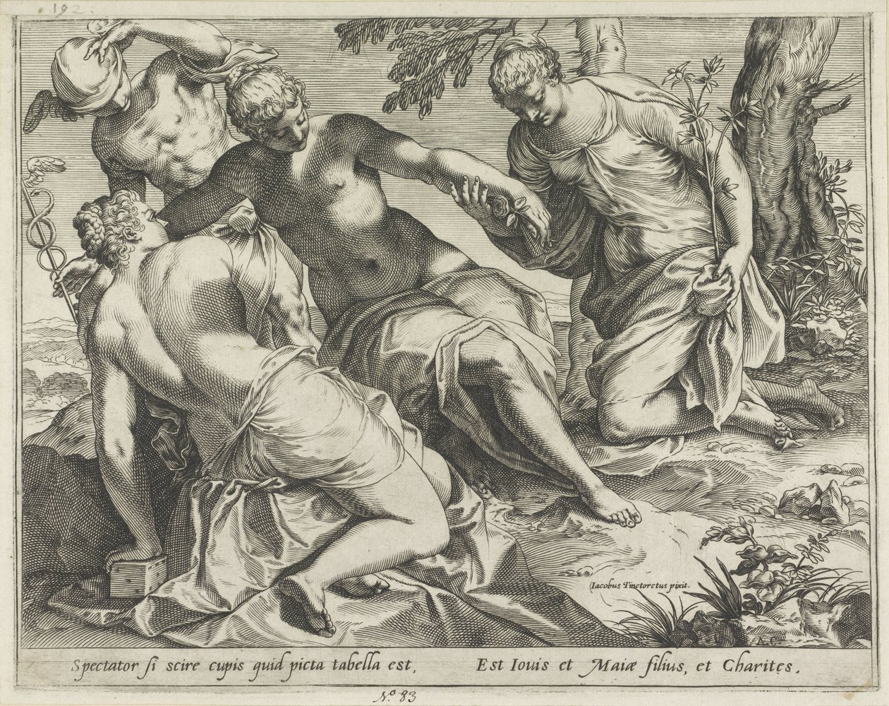 Mercurio y las Gracias de Agostino Carracci