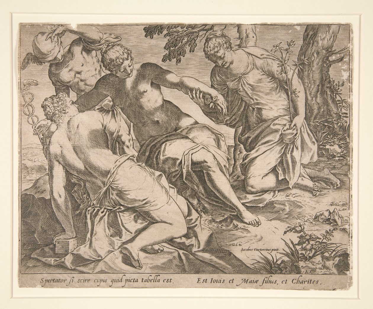 Mercurio y las Tres Gracias de Agostino Carracci
