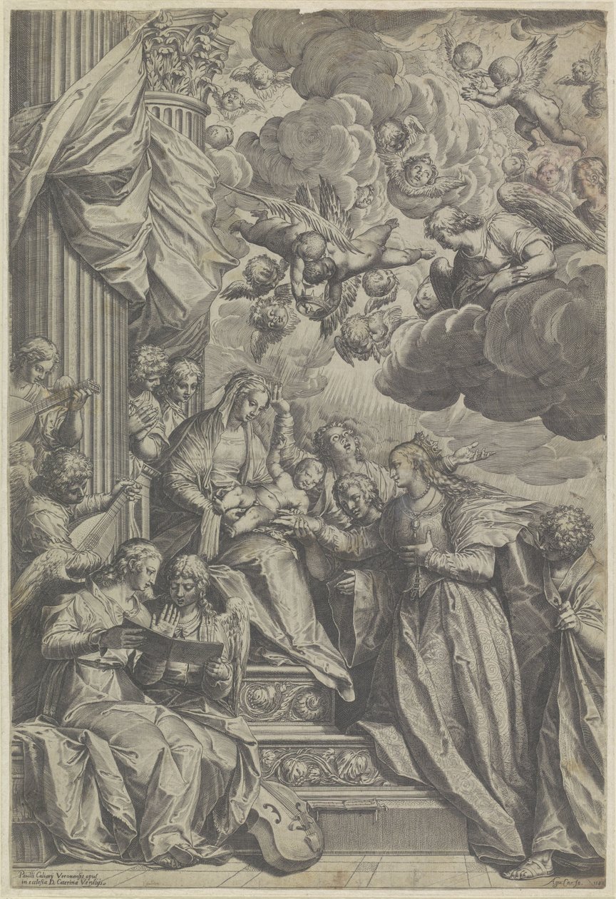 Matrimonio Místico de Santa Catalina de Agostino Carracci