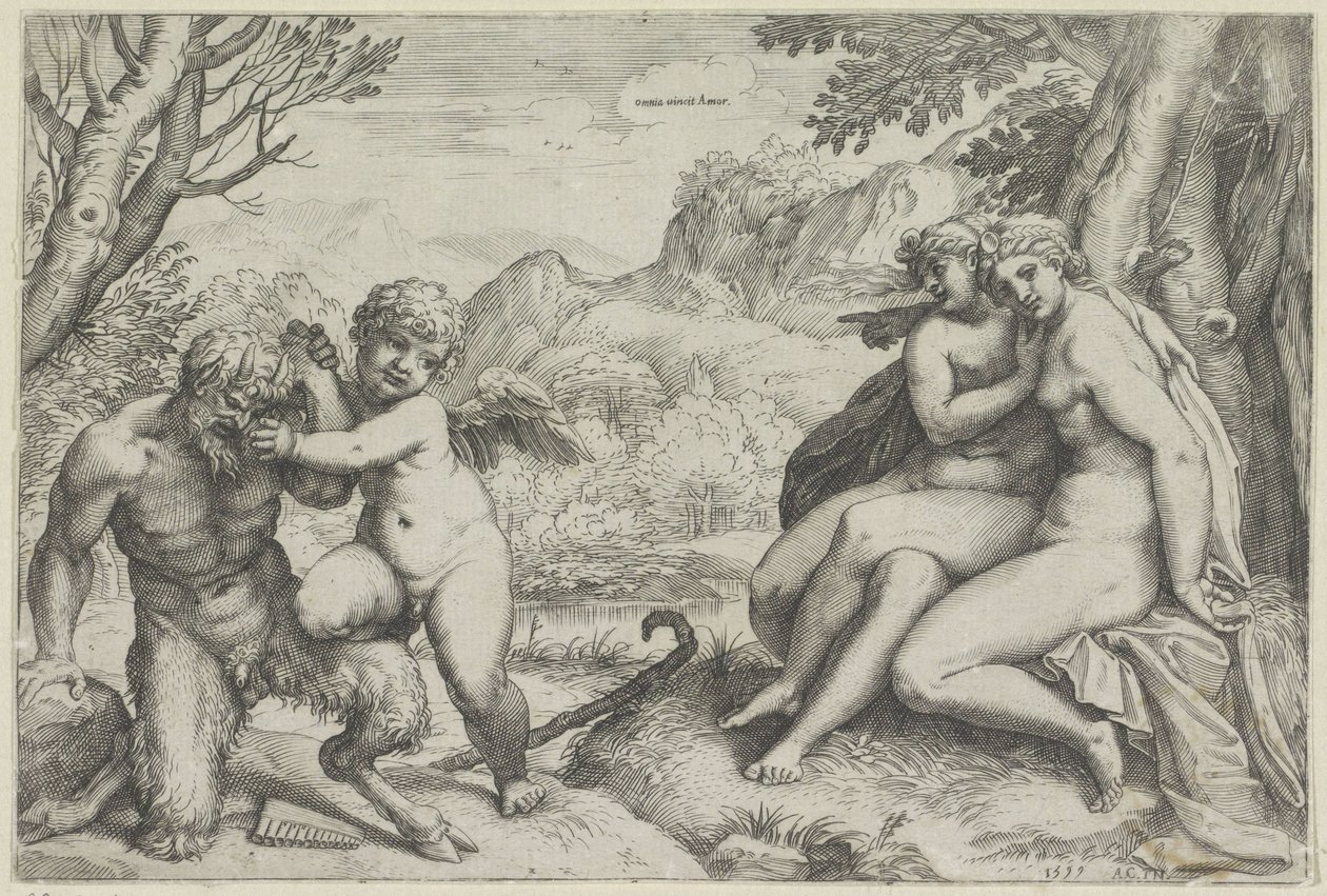 El amor lo conquista todo (título sobre el objeto) de Agostino Carracci