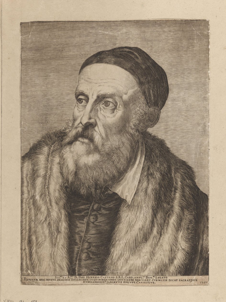 Retrato del pintor Tiziano de Agostino Carracci