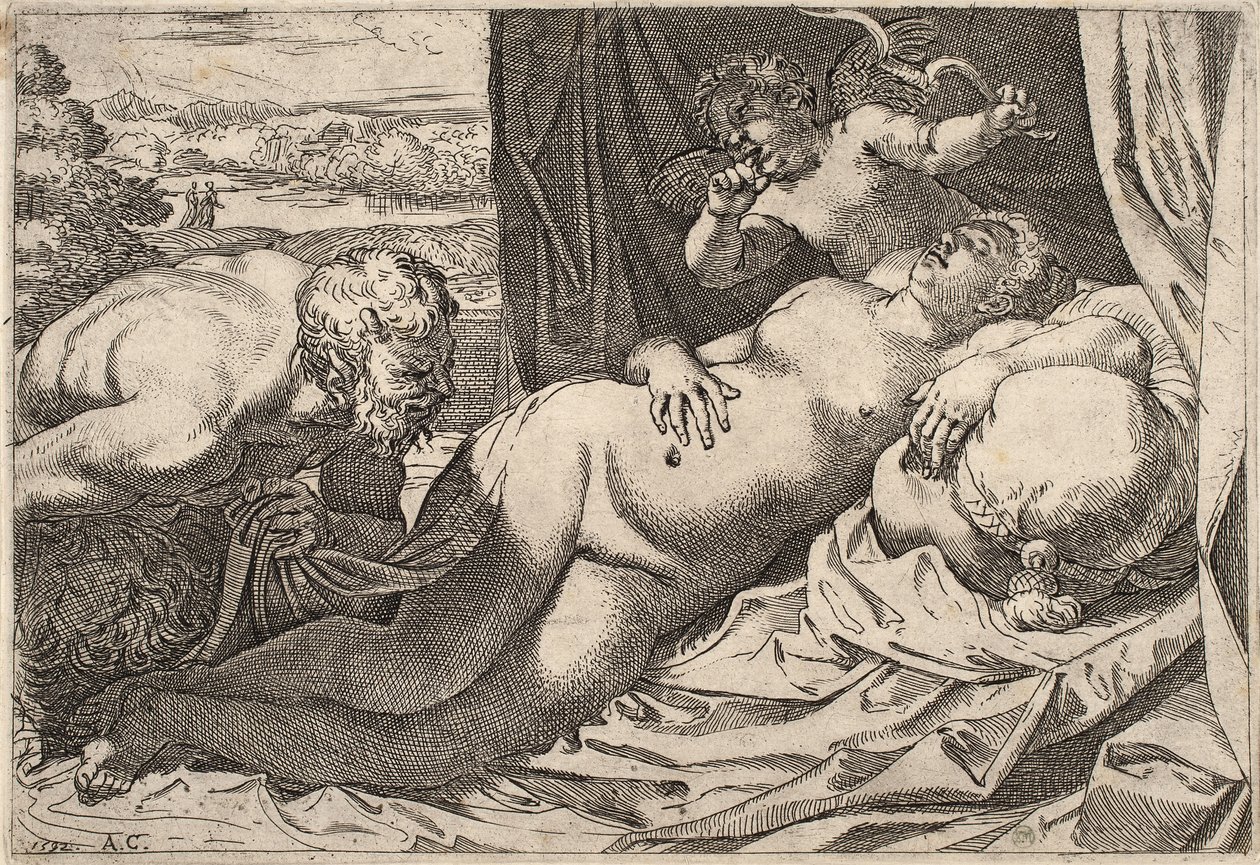 Sátiro y Ninfa de Agostino Carracci