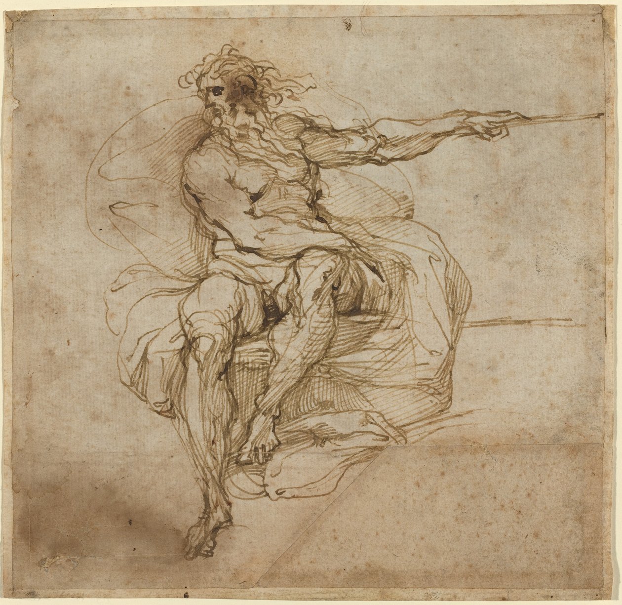 Desnudo masculino sentado de Agostino Carracci
