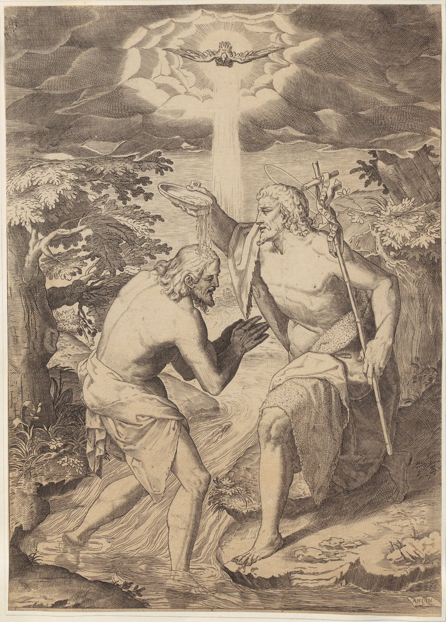 Bautismo de Cristo de Agostino Carracci