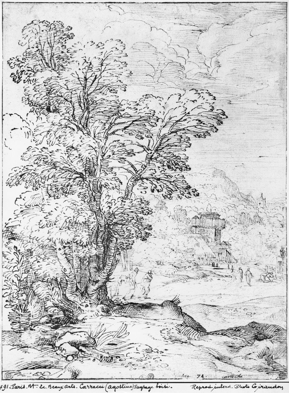 Paisaje boscoso de Agostino Carracci