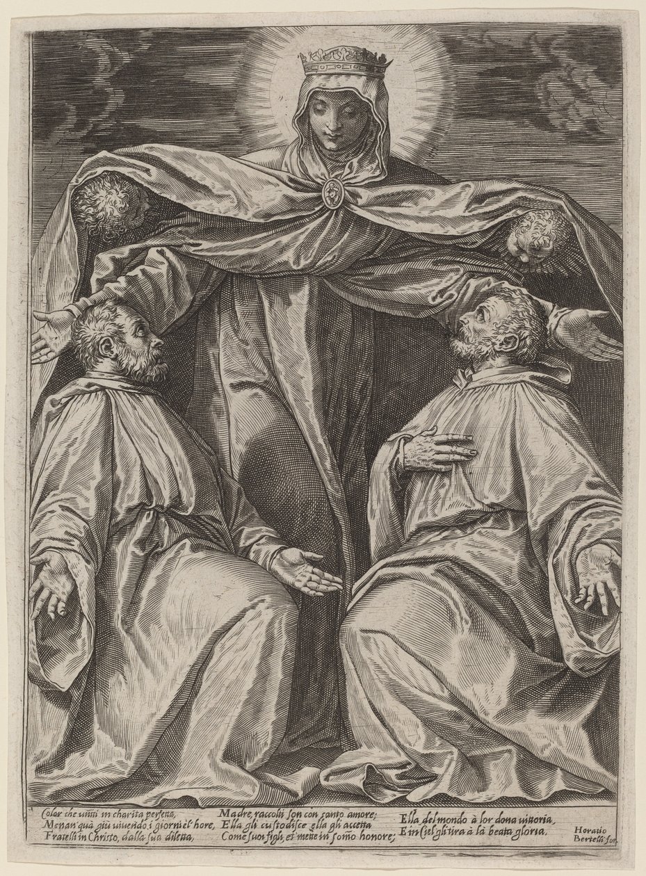 La Madonna protegiendo a dos miembros de una cofradía de Agostino Carracci after Veronese