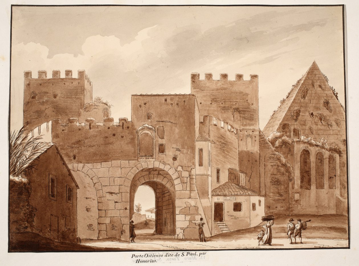 La Porta Ostiensis o San Paolo, construida por Honorio, 1833 de Agostino Tofanelli