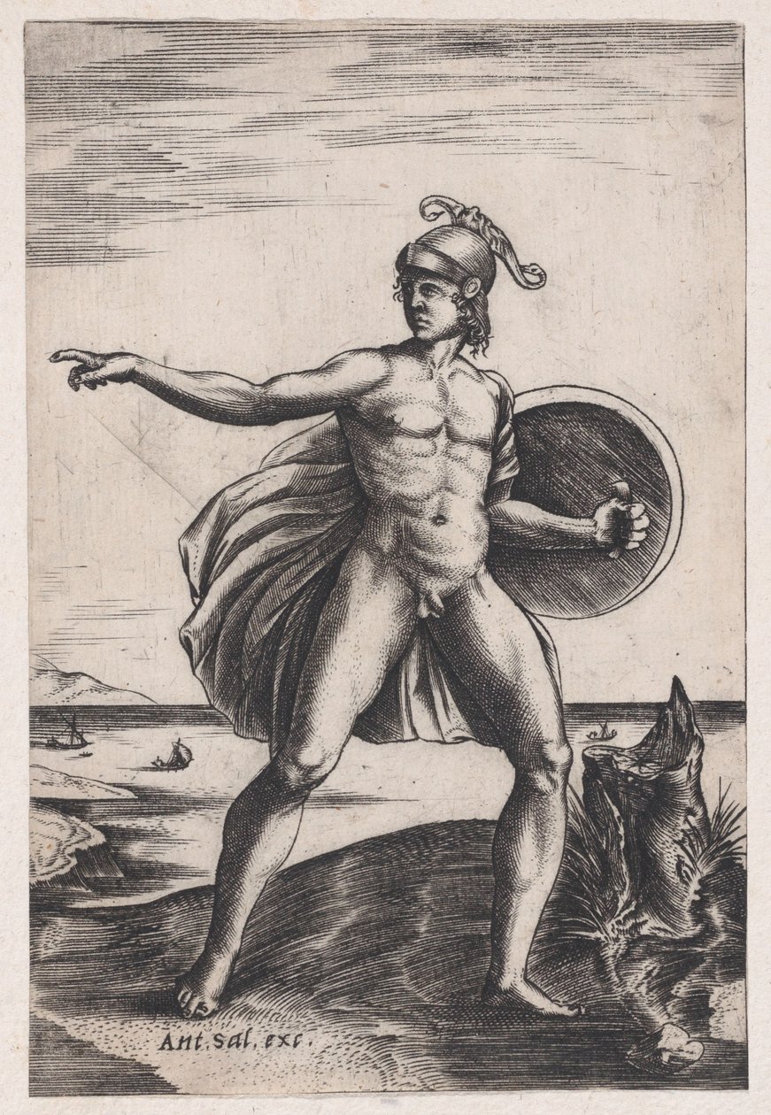 Un guerrero de Agostino Veneziano