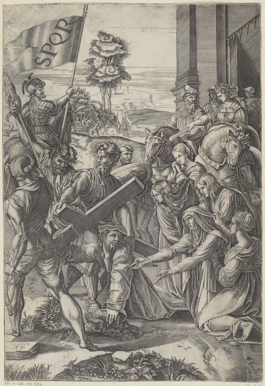 Cristo sucumbe al peso de la cruz Il Spasimo de Sicilia de Agostino Veneziano