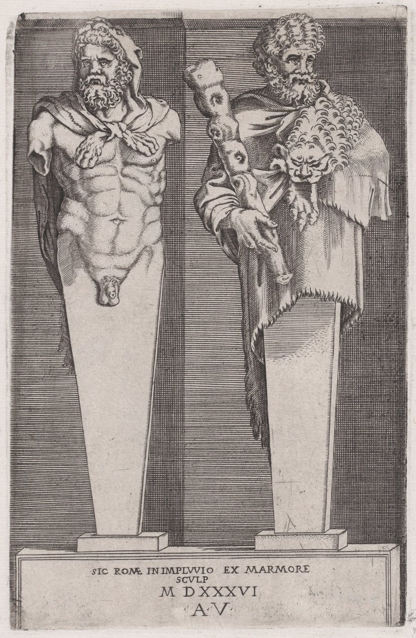 Hércules de Los Hermae, fechado en 1536 de Agostino Veneziano